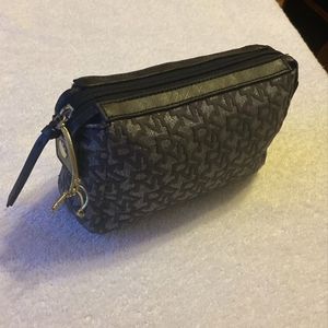 Basically BRAND New DKNY Cosmetic Makeup Bag Sparkly Silver!